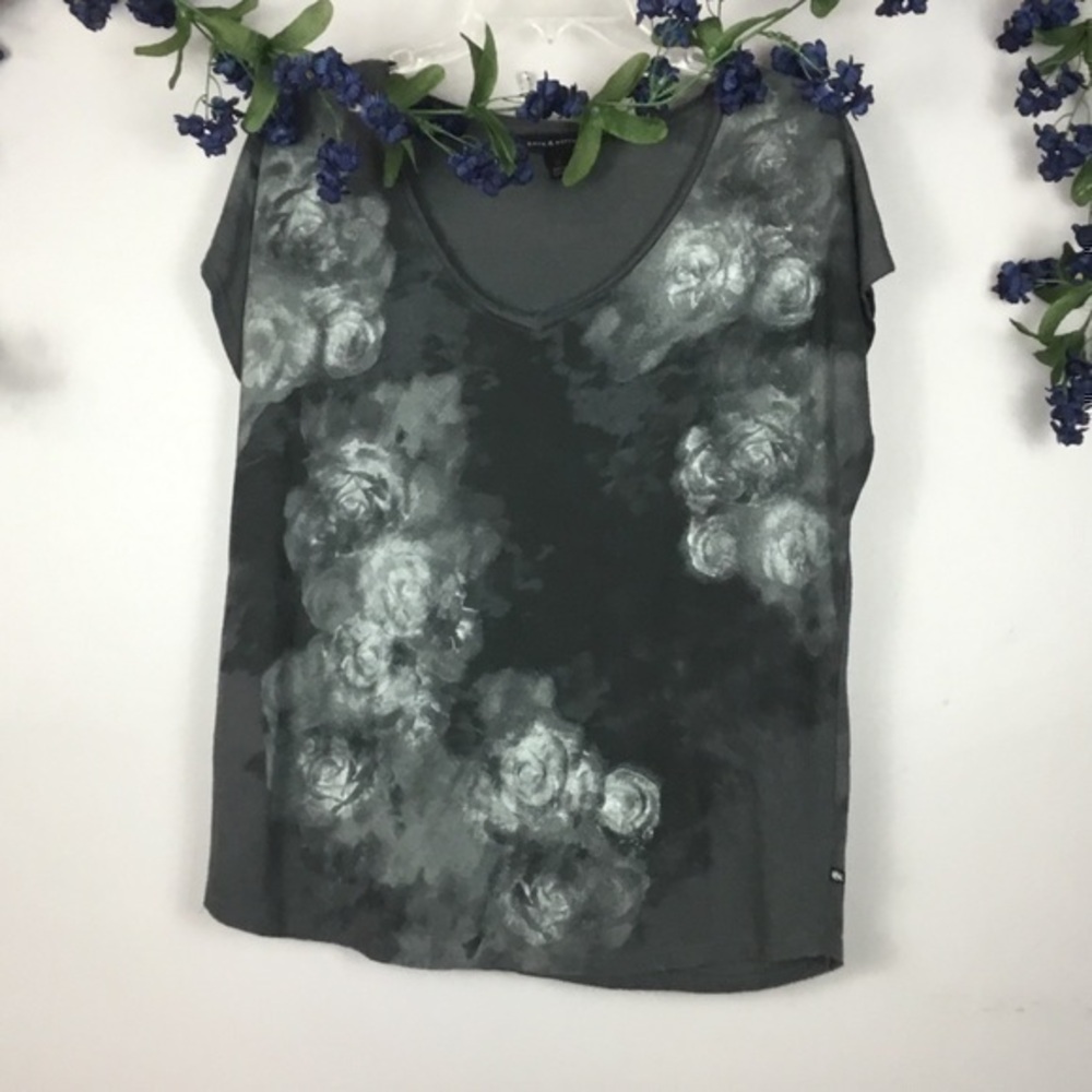 ROCK & REPUBLIC Asymmetrical Top Shirt Blouse Med